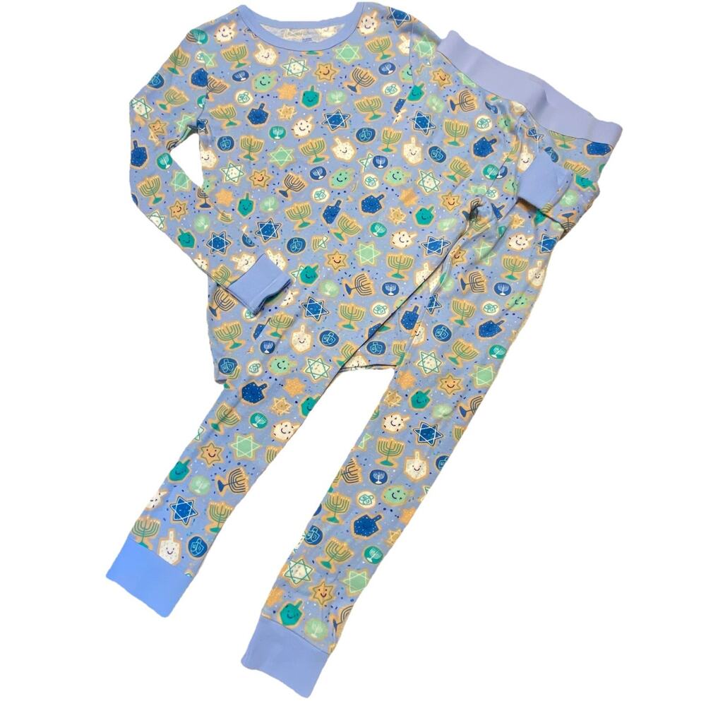 Target Hanukkah Pajama Pants 2 Piece Set Menorah Dreidel Blue Unisex Kids‎ 10